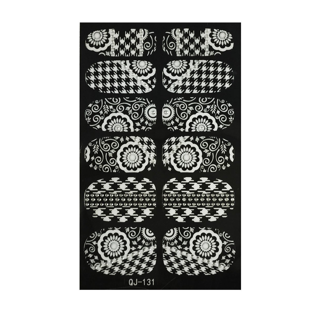 Allydrew Black and White Nail Art Wraps - Boho Style Nail Stickers for Women, Easy to Apply Nail Decals, Waterproof Nail Strips for Manicure - Perfect for Parties, Weddings, and Everyday Fashion