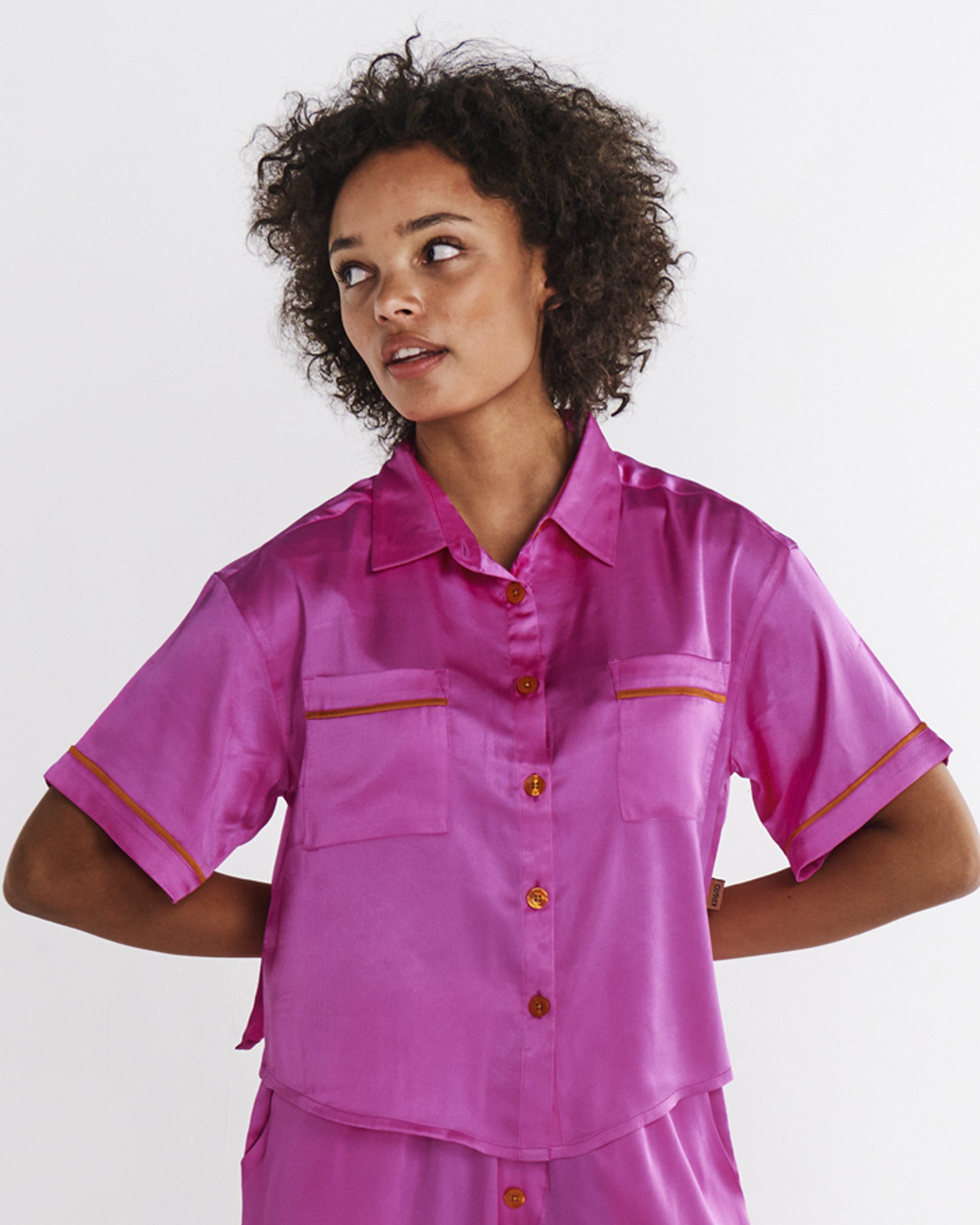 Flirty Teen Eco-Friendly Satin Short Sleeve Pajama Set - Soft & Breathable Sleepwear for Girls, Perfect for Sleepovers, Lounging & Comfortable Nights