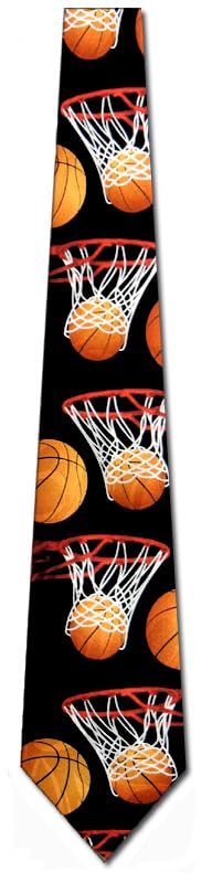 Steven Harris Basketball In and Out of Net Men's Necktie - Black Silk Formal Tie for Office, Business, Wedding & Gifts