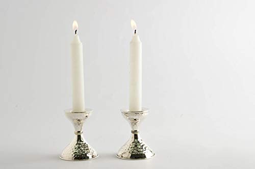 Elegant Tall Sterling Silver Candlesticks - Classic Judaica Candle Holder for Shabbat & Jewish Weddings - Traditional Design Jewish Gift for Home Decor & Holiday Celebrations