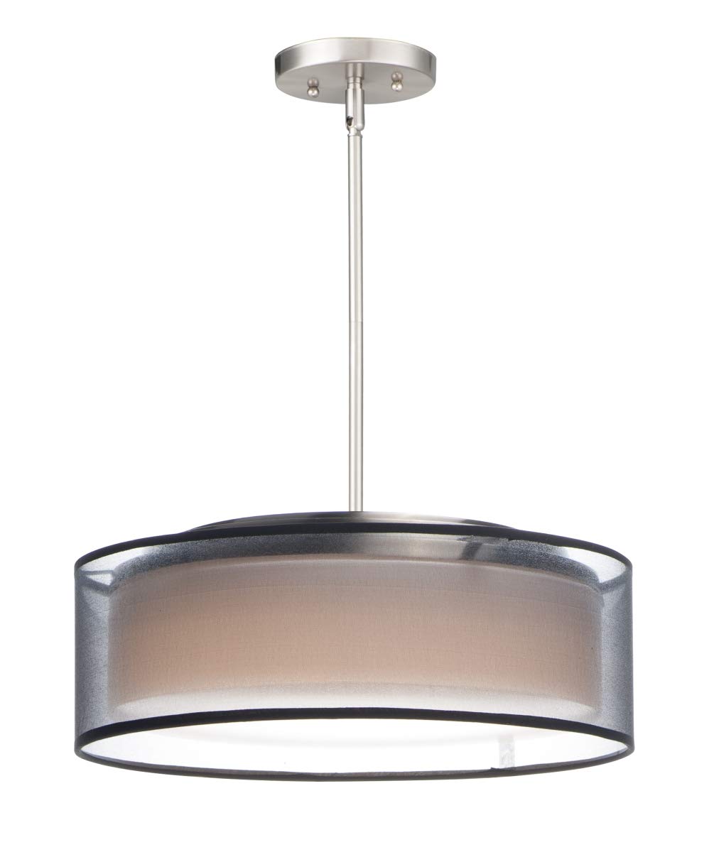 16 Inch Prime LED Single Pendant Ceiling Light with Satin Nickel Finish - Modern Dining Room, Kitchen Island & Bedroom Lighting Fixture