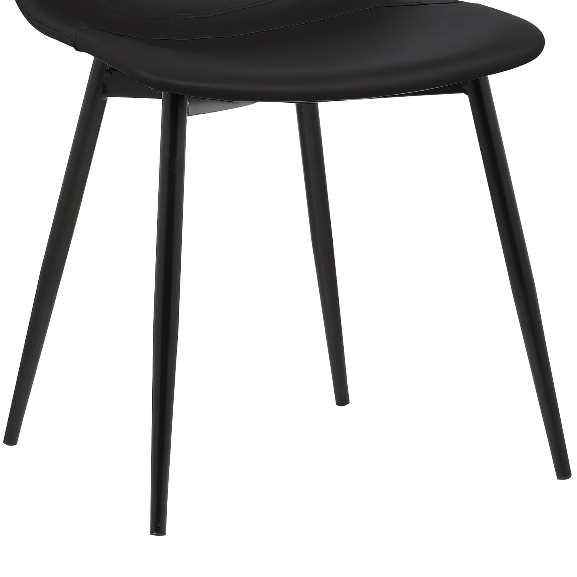 Armen Living Monte Mid Century Modern Dining Chair - Black Faux Leather Upholstery with Black Metal Legs - Perfect for Kitchen, Dining Table, Home Office Desk & Vanity Area