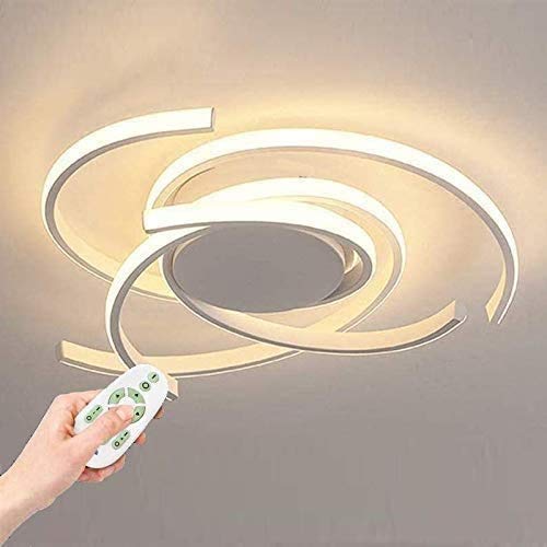 Dimmable LED Ceiling Light with Remote Control - Modern Spiral Flower Design in White - Perfect for Bedroom, Living Room & Kitchen - Stainless Steel Bracket Light for Home Decor & Ambient Lighting
