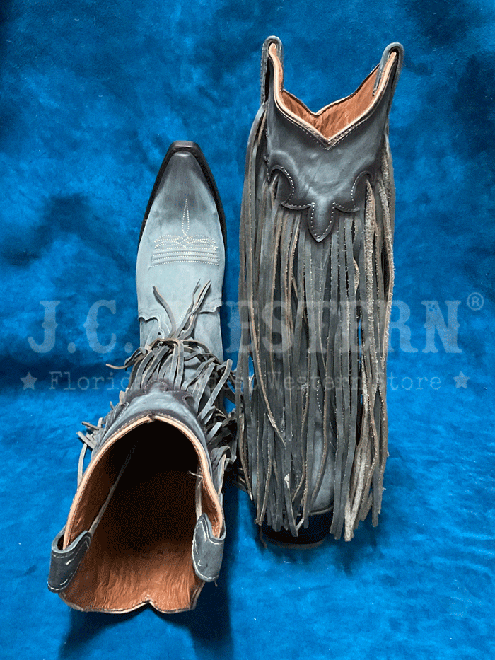 Circle G L6074 Women's Western Boots with Fringe Detail in Light Blue – Perfect for Country Dancing, Rodeos & Cowgirl Fashion