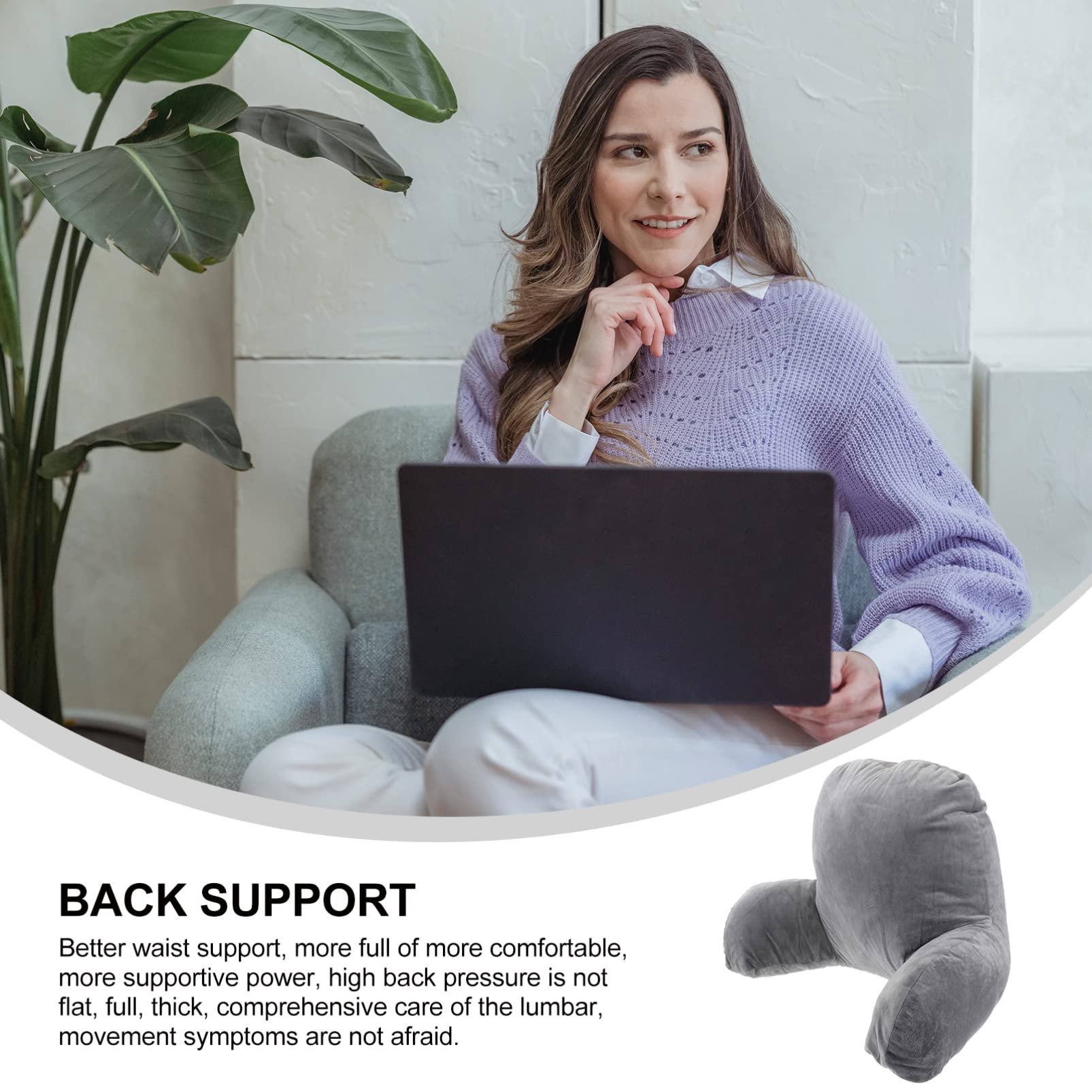 Plush Reading Pillow with Support Arms - Backrest Cushion for Adults, Bed Rest Pillow for Sitting Up in Bed, Lumbar Support for Reading, Watching TV & Relaxing - Perfect for Home, Office & Travel Use