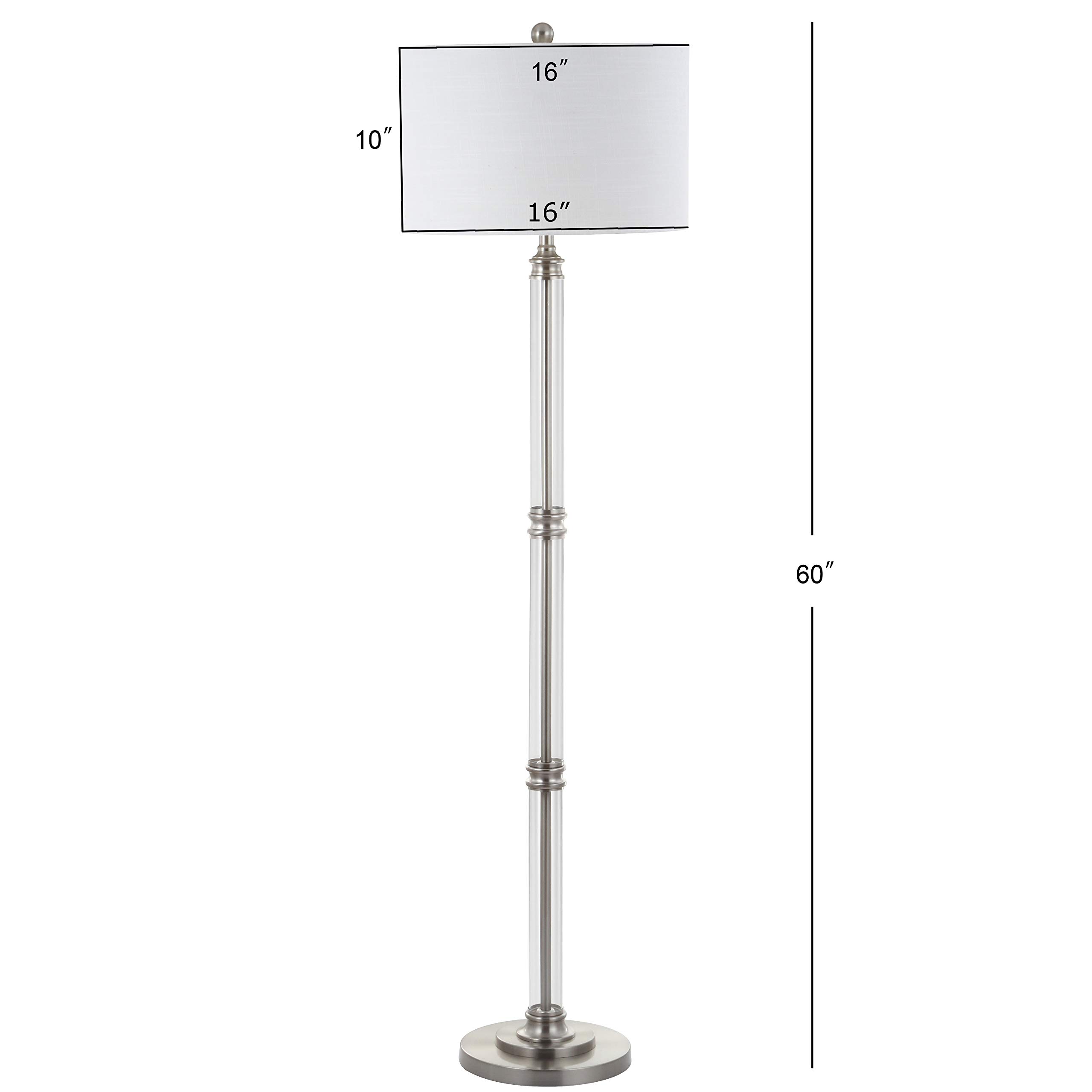 JONATHAN Y JYL3058A 60-Inch Modern Floor Lamp in Polished Nickel with Clear Glass - Contemporary Elegant Lighting for Living Room, Bedroom, Office & Hallway | Perfect for Reading Nook, Home Office & Entryway Decor