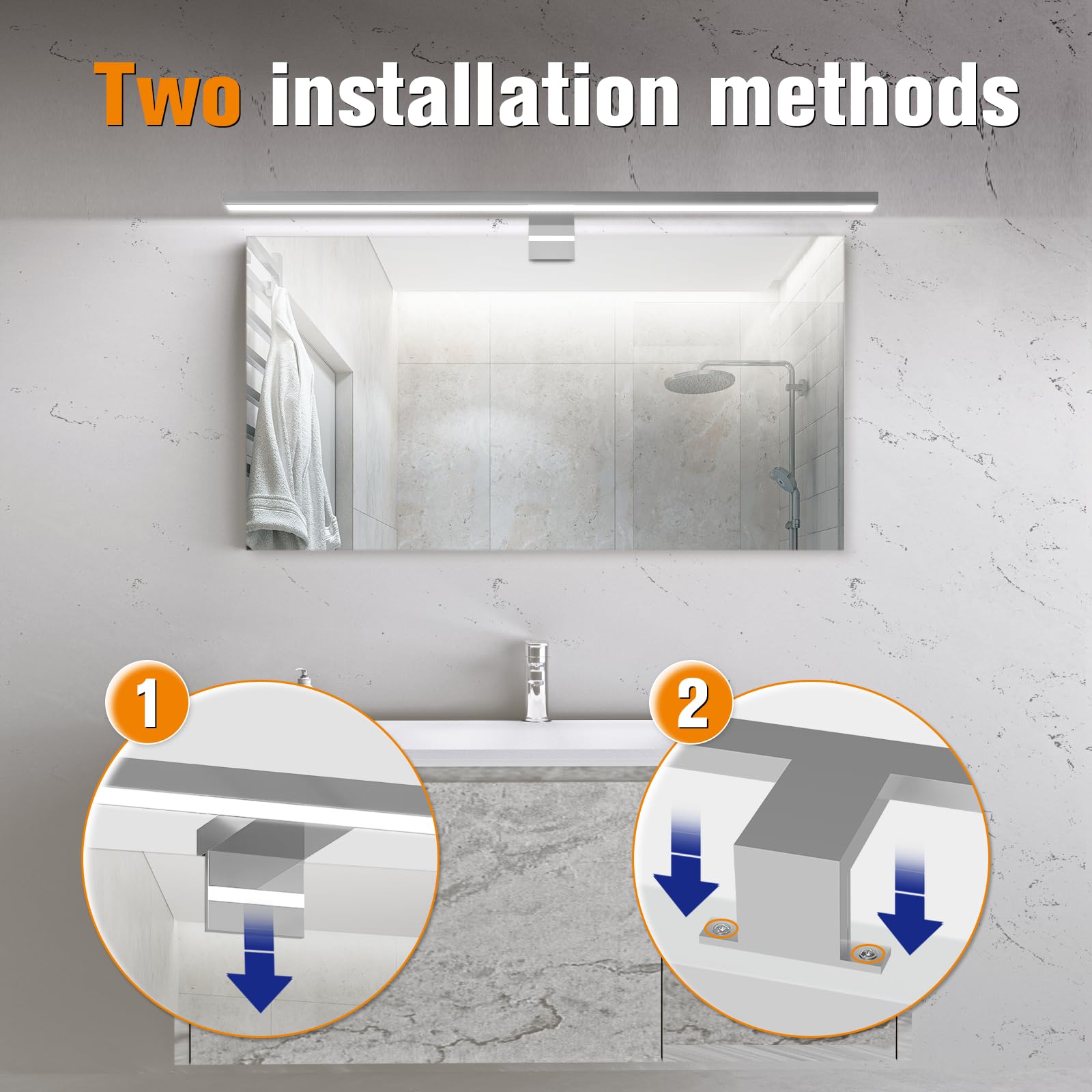 APONUO 32 Inch LED Bathroom Mirror with Lights, 18W 4000K/6000K Dimmable Makeup Mirror, 1700lm IP44 Waterproof Stainless Steel Vanity Mirror with Touch Switch - Perfect for Bathroom, Dressing Room & Makeup Studio