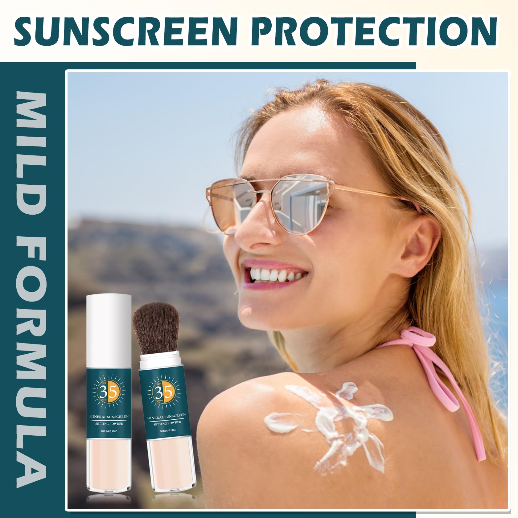 Natural Mineral Sunscreen Powder SPF for Face - Oil Control, Long Lasting & Breathable | Translucent Setting Powder for Makeup | Perfect for Outdoor Activities, Beach & Daily Sun Protection