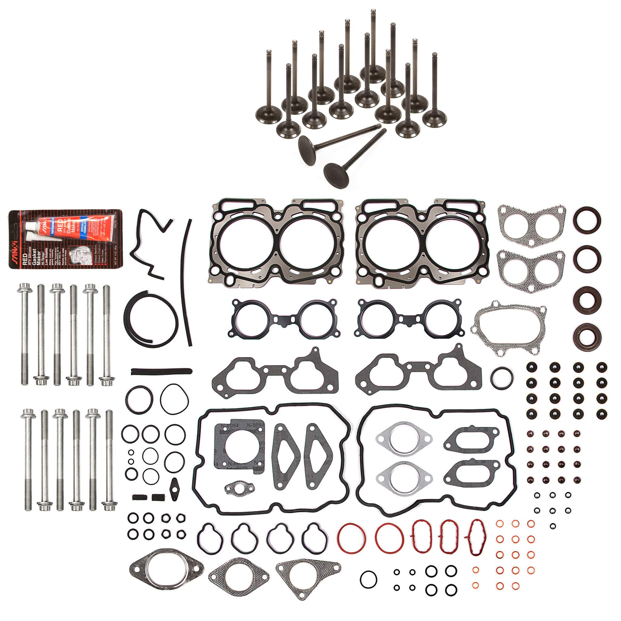 MA-4216953536 Head Gasket Set with Intake & Exhaust Valves - Compatible with 2004-2006 Subaru Turbo 2.5L DOHC EJ255 Engine - Perfect for Engine Rebuild & Performance Upgrades