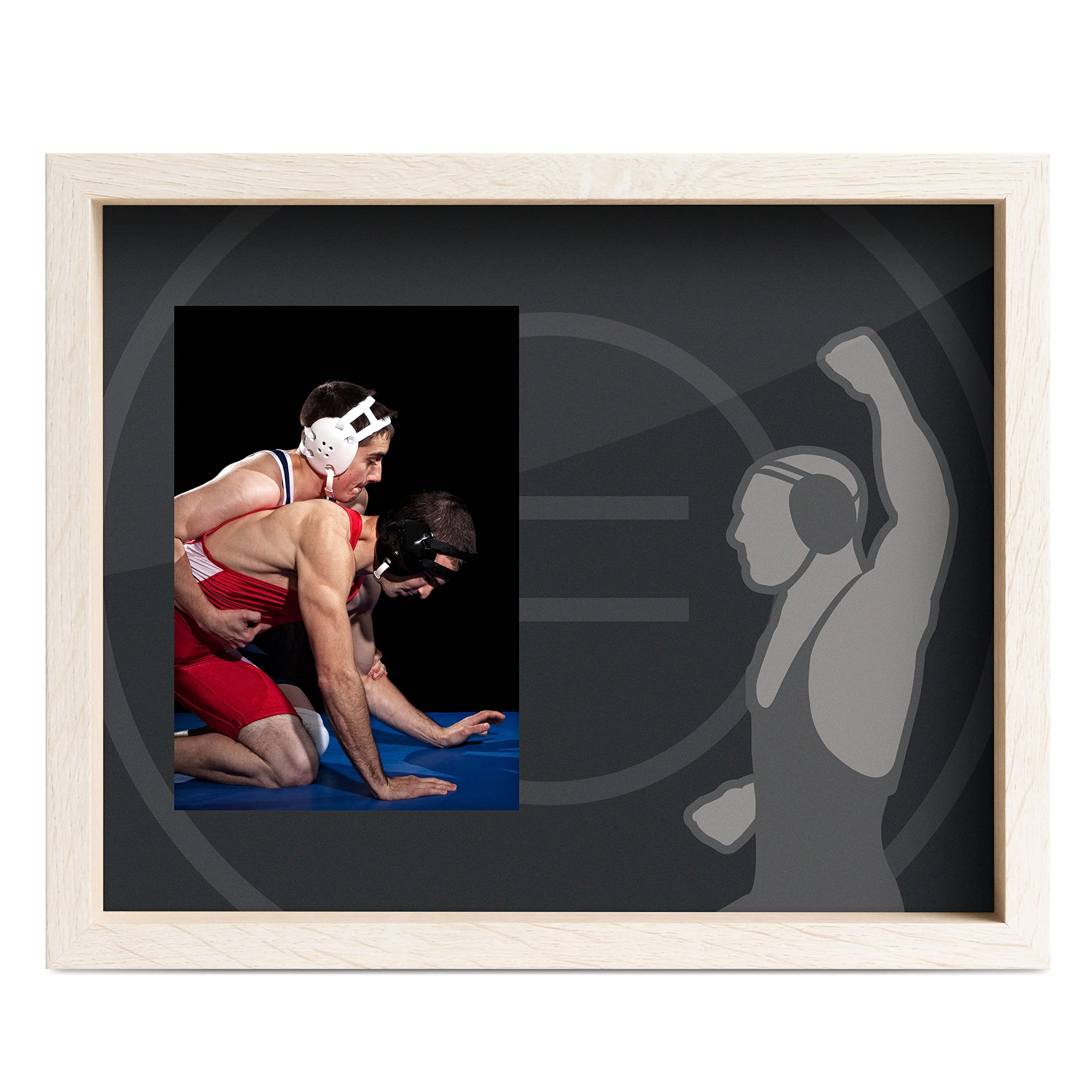 ChalkTalkSPORTS Wrestling Premier Frame - Wrestler Silhouette Picture Frame for Sports Memorabilia Display | Perfect for Wrestling Room Decor, Gym Wall Art & Athlete Gift