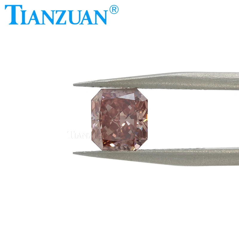 Lab Grown CVD Radiant Cut Fancy Dark Brownish Pink Diamond - VVS1/VS1 Clarity, 2EX Cut, GEMID Certified Loose Gemstone for Jewelry Making & Engagement Rings