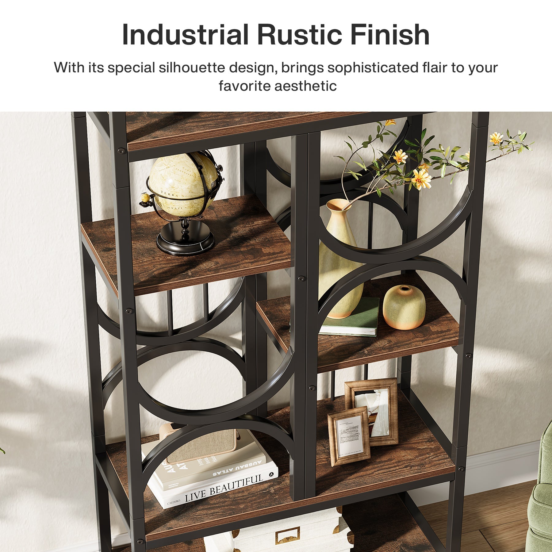 5-Tier Industrial Bookshelf - 70.86