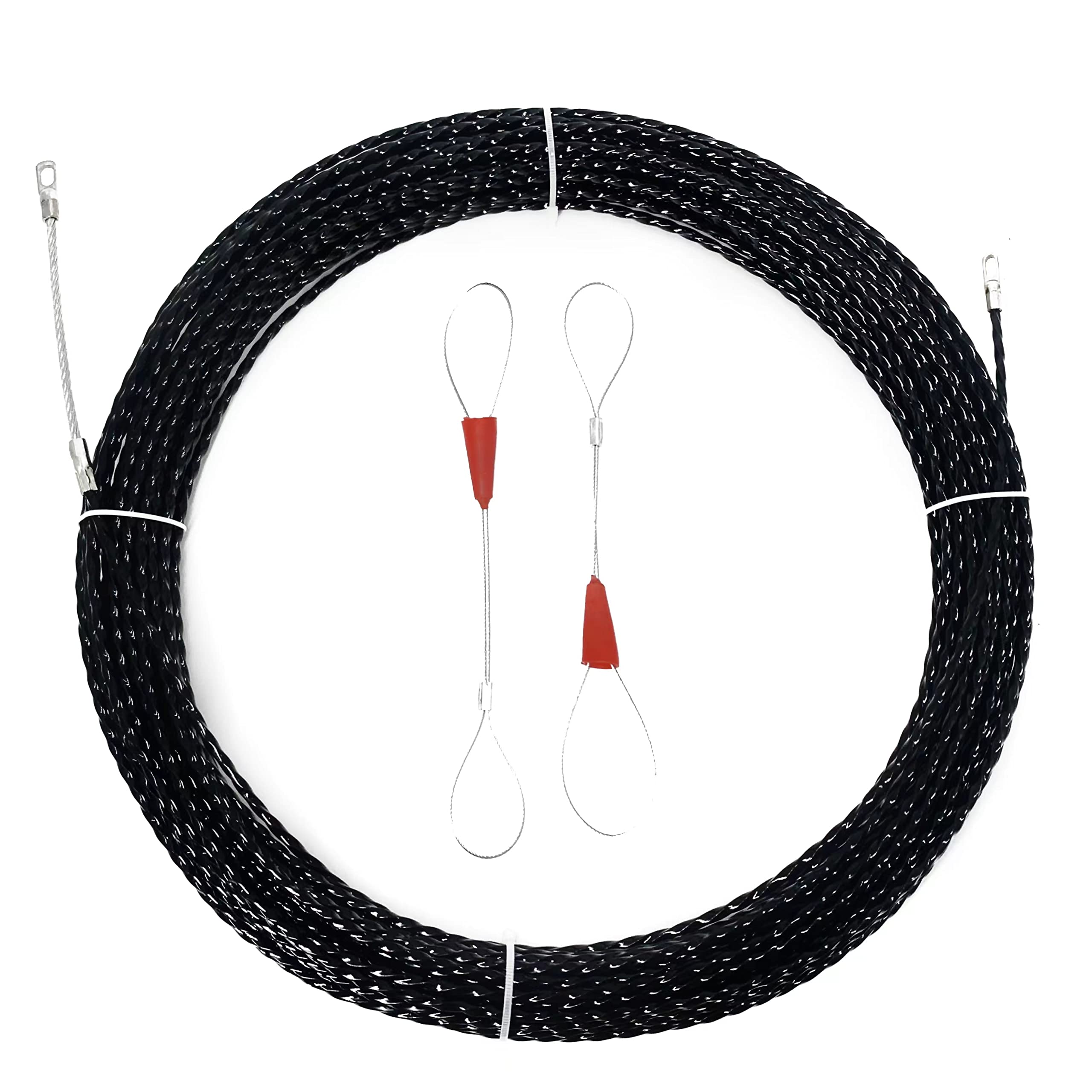 50ft Fish Tape Cable Puller Kit - 4.3mm Diameter, 15M Length PET Electrical Wire Guide - Perfect for Running Wires Through Walls, Conduits and Tight Spaces - Essential Tool for Electricians and DIY Home Installations