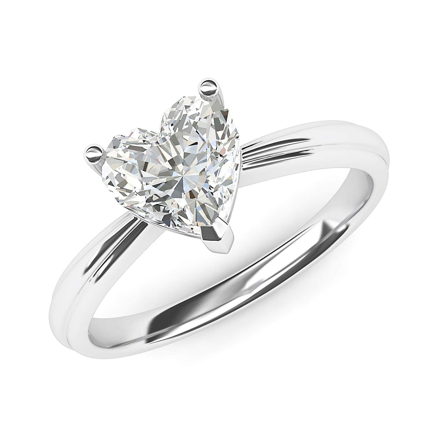 10K White Gold Heart-Shaped Simulated Diamond Engagement Ring for Women - Elegant Promise Bridal Ring with Raised Shank, Perfect for Proposals, Anniversaries & Romantic Occasions