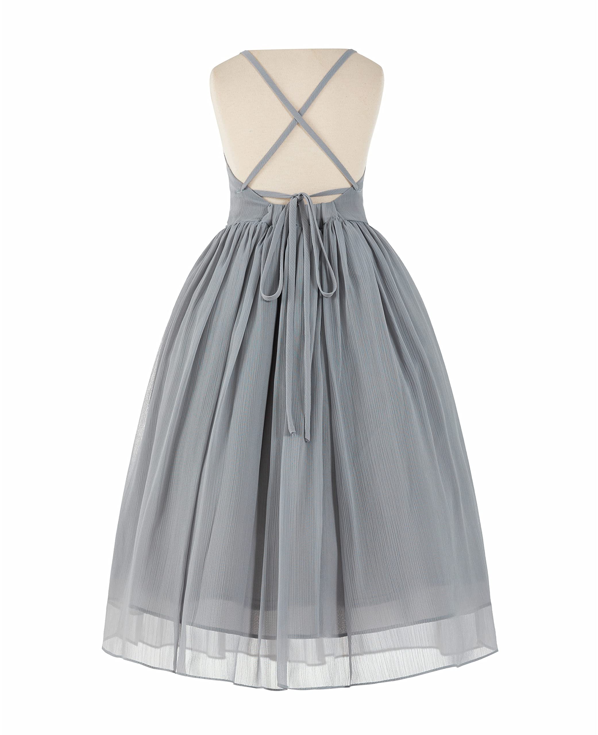Elegant Criss Cross Chiffon Flower Girl Dress & Junior Bridesmaid Gown - Perfect for Weddings, Formal Events & Special Occasions