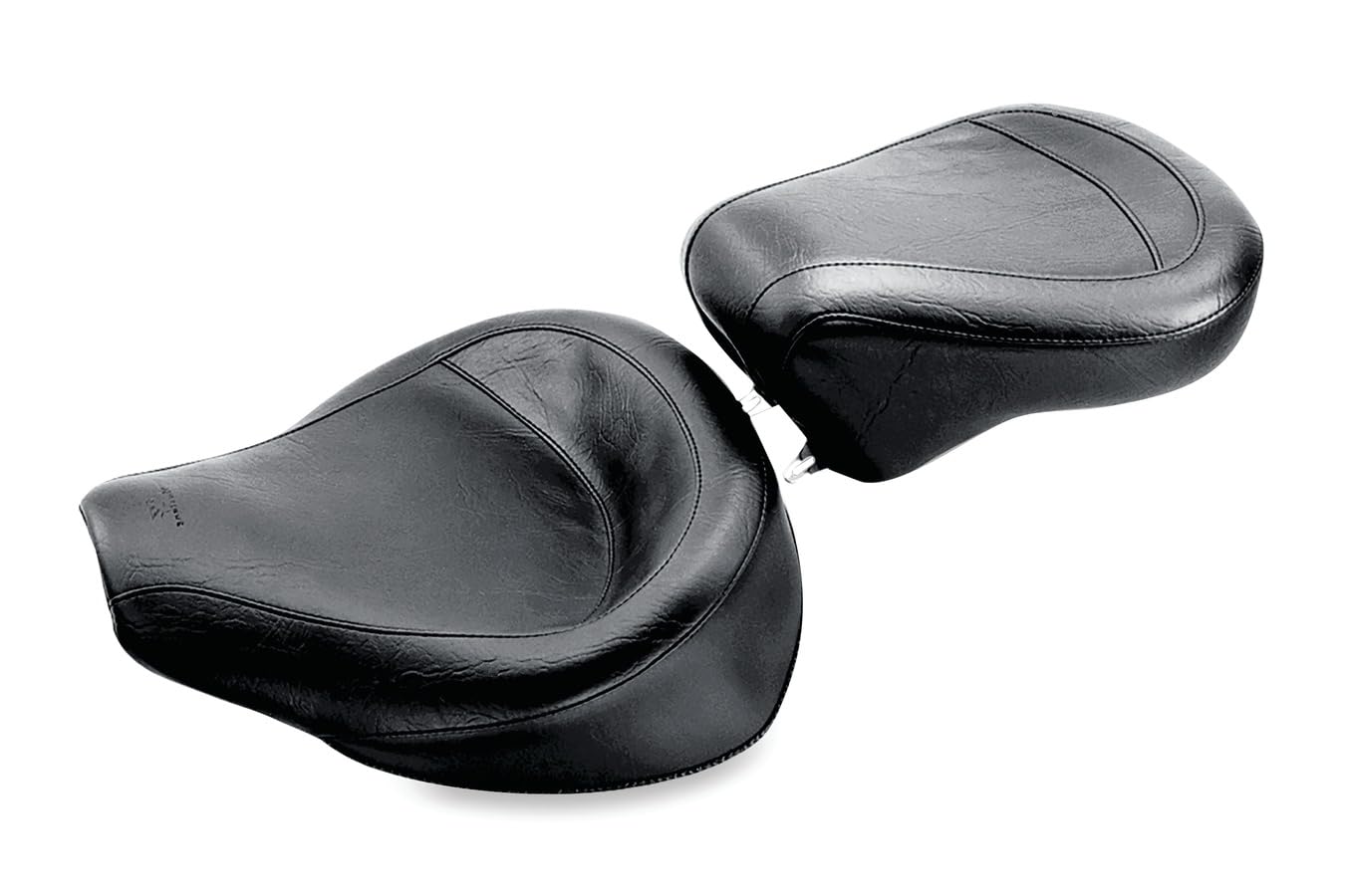 1958-1984 Mustang FX/FL Wide Touring Solo Seat for Harley Davidson Motorcycles - Black Leather Comfort Seat for Long Rides & Cruising