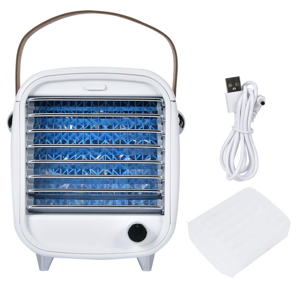 Rechargeable Portable Air Cooler Fan with Water Cooling & Ice Box - Ultra Quiet Mini Evaporative Cooler for Home, Office, Travel | Personal Desktop AC for Bedroom, Outdoor, Camping & Workspace