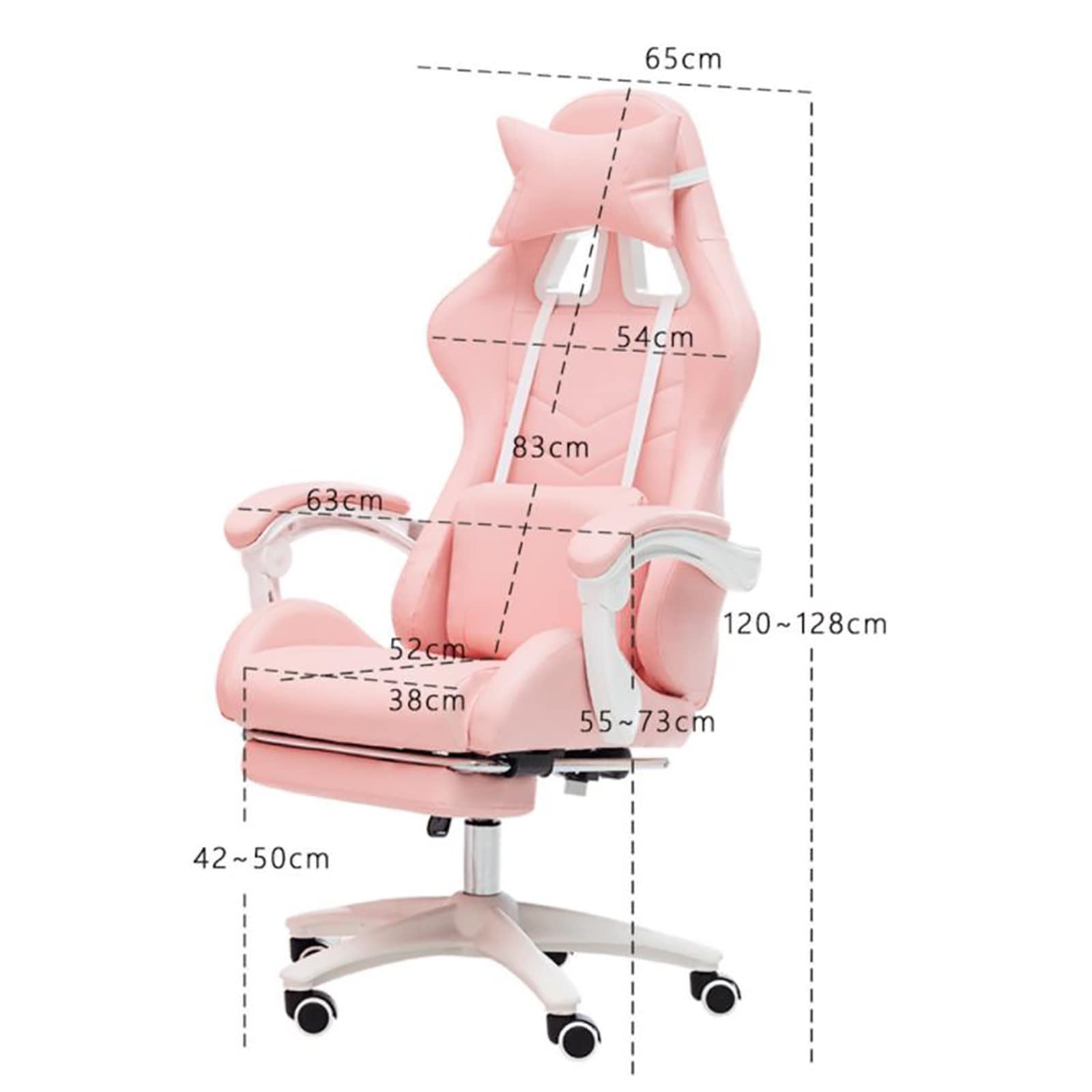 Ergonomic Pink Gaming Chair with Adjustable Lumbar Support & Headrest - High Back PU Leather Computer Chair with Footrest for Women, Teens & Adults - Perfect for Esports, Streaming & Home Office Setup