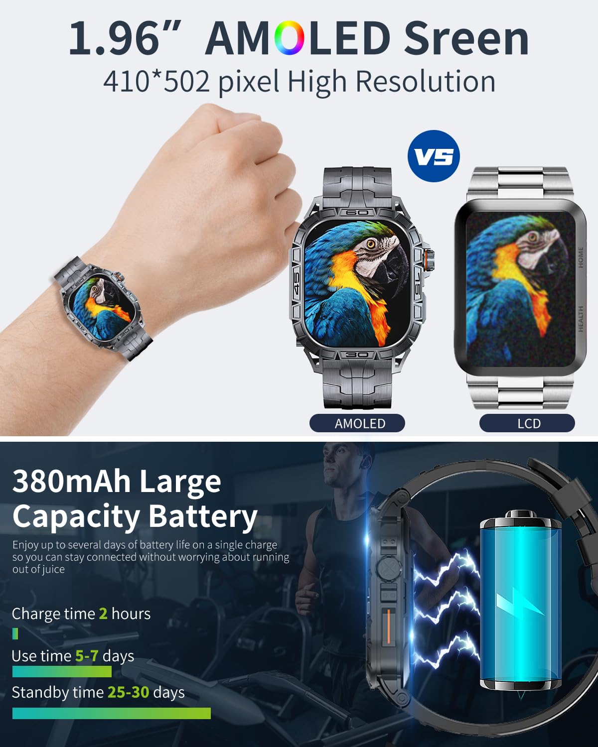 Military Smart Watch for Men - 1.96