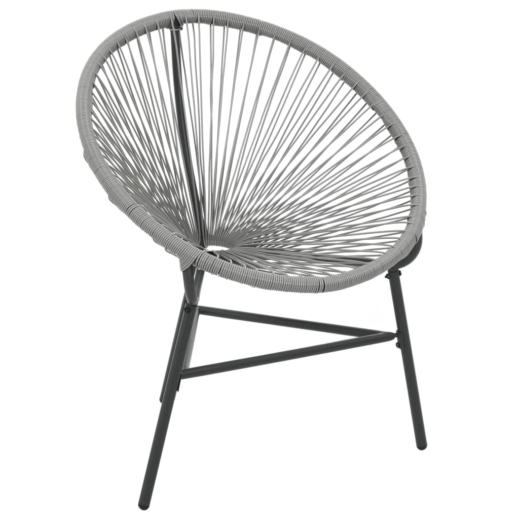 Gray Poly Rattan Patio Moon Chair - Outdoor Lounge Chair for Garden, Yard, Deck & Lawn - Perfect for Relaxing, Sunbathing & Backyard Lounging