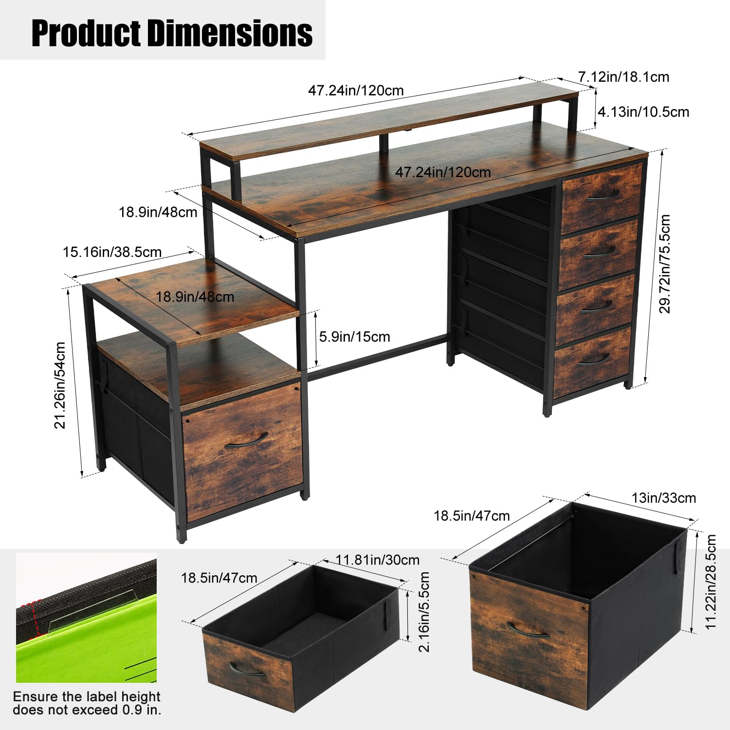 TOPSKY 62.4 Inch Bamboo Computer Desk with Storage Shelf & File Drawer - Home Office Desk with Monitor Stand, Study Table for Letter Size Documents | Perfect for Small Spaces, Remote Work & Online Learning
