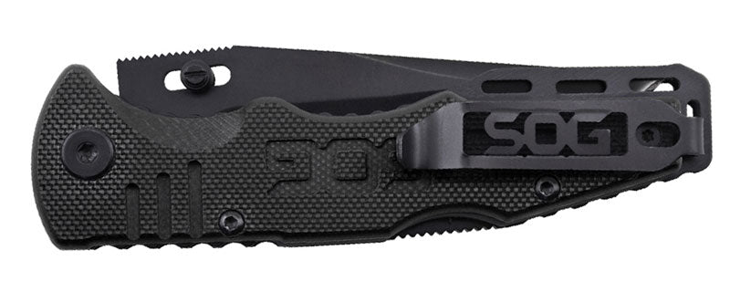 SOG Salute Black Clam Pack Pocket Knife - Compact Folding Knife with Clip, Stainless Steel Blade for Everyday Carry, Camping & Outdoor Adventures