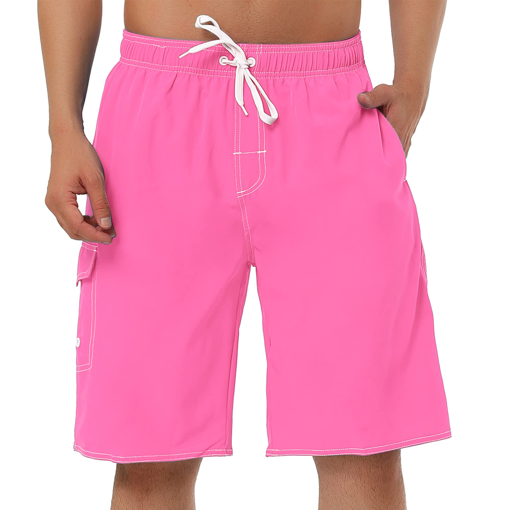 Lars Amadeus Men's Quick-Dry Swim Shorts with Drawstring Elastic Waist - Comfortable Beach Board Shorts for Swimming, Surfing & Summer Outdoor Activities