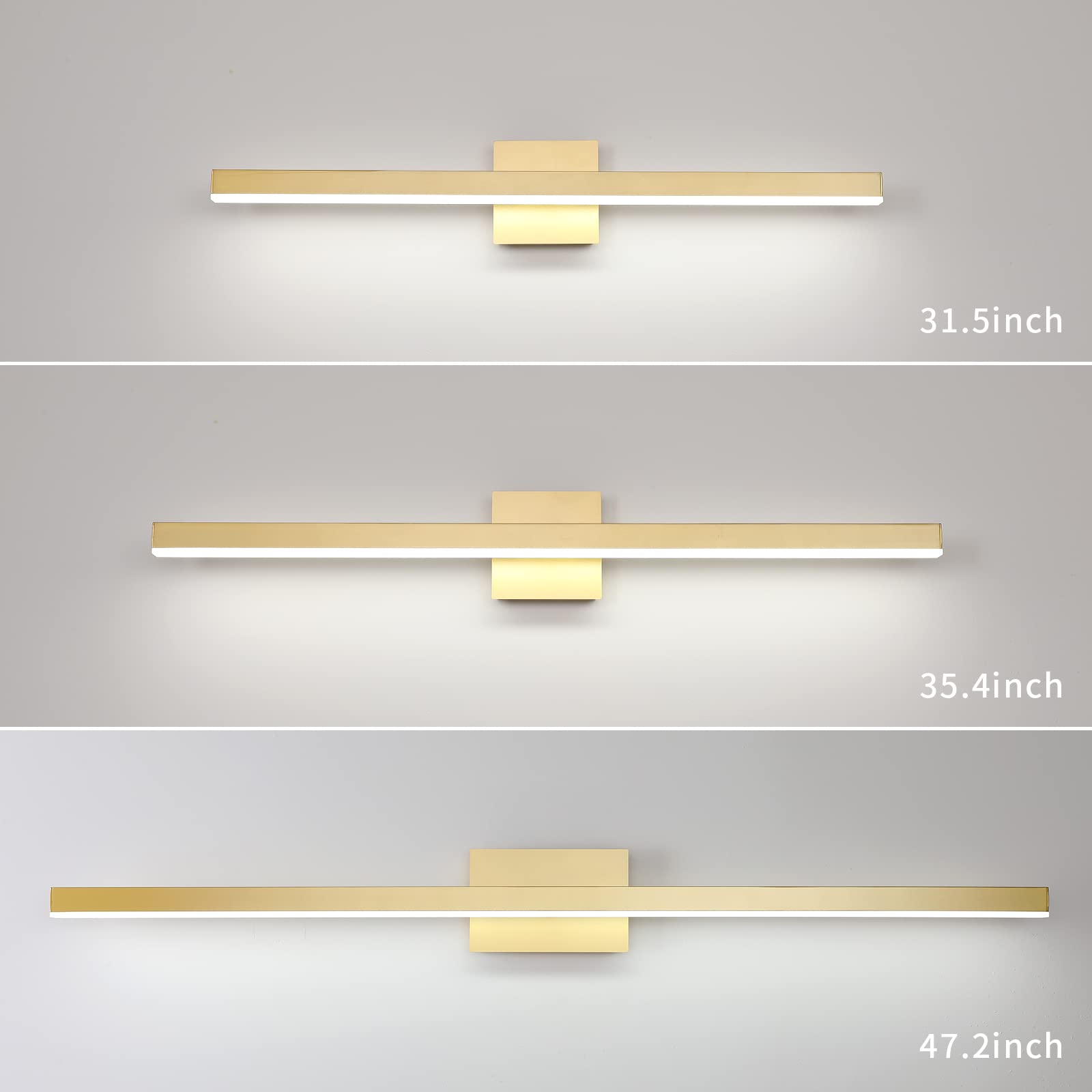 Joossnwell 35.4 Inch Gold LED Bathroom Vanity Light Bar - Modern Wall Mounted Mirror Lighting with 22W Cool White Light - Perfect for Bathroom, Makeup Area & Dressing Room