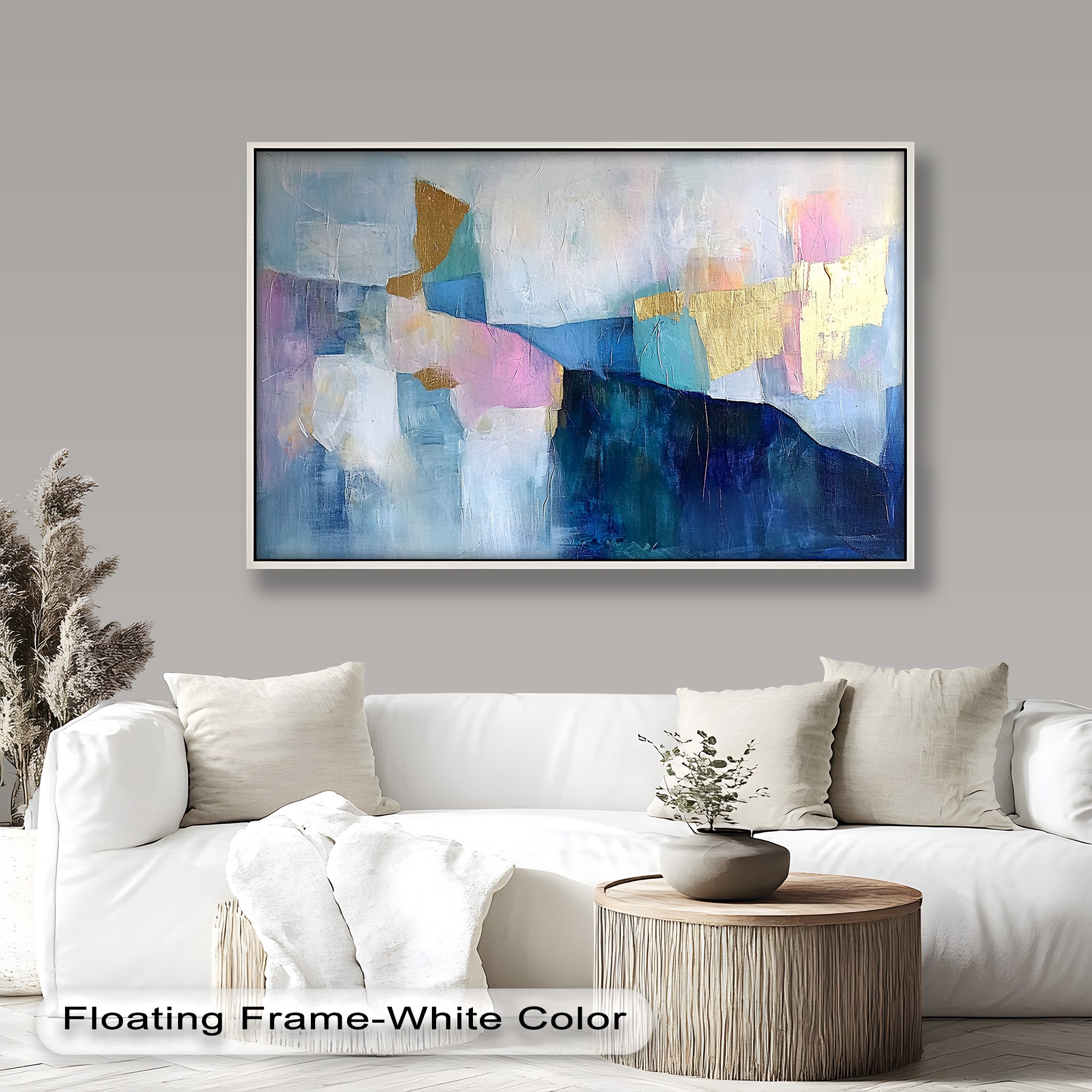 Blue Horizon Abstract - Modern Oil Painting on Canvas, Handmade Wall Art for Living Room, Bedroom & Office Decor