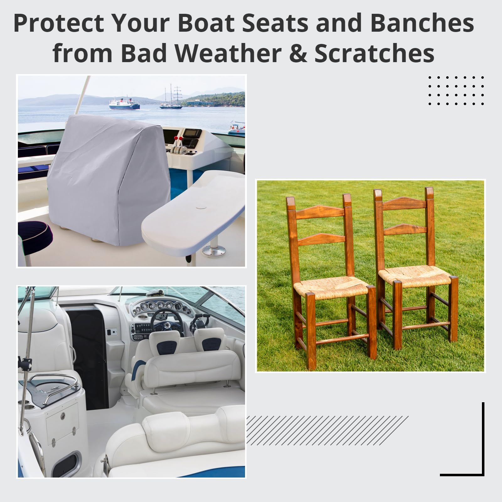 600D Oxford Cloth Boat Seat Cover - Waterproof & Dustproof Marine Bench Protection with Drawstring Closure | Fits Benches, Chairs, Ottomans & Desks | Perfect for Boating, RV, Patio & Outdoor Furniture Protection