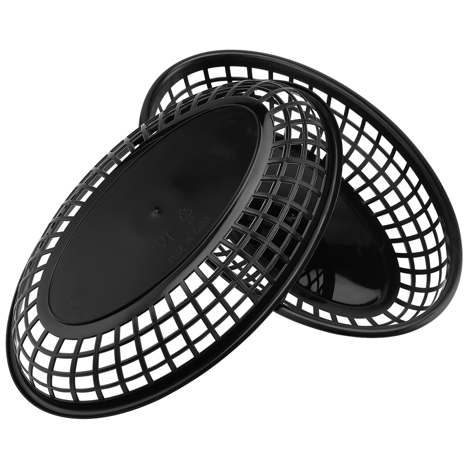 50 Pack Black Plastic Fast Food Baskets 9x5.7x1.5 Inch for Serving Fried Chicken & Fries