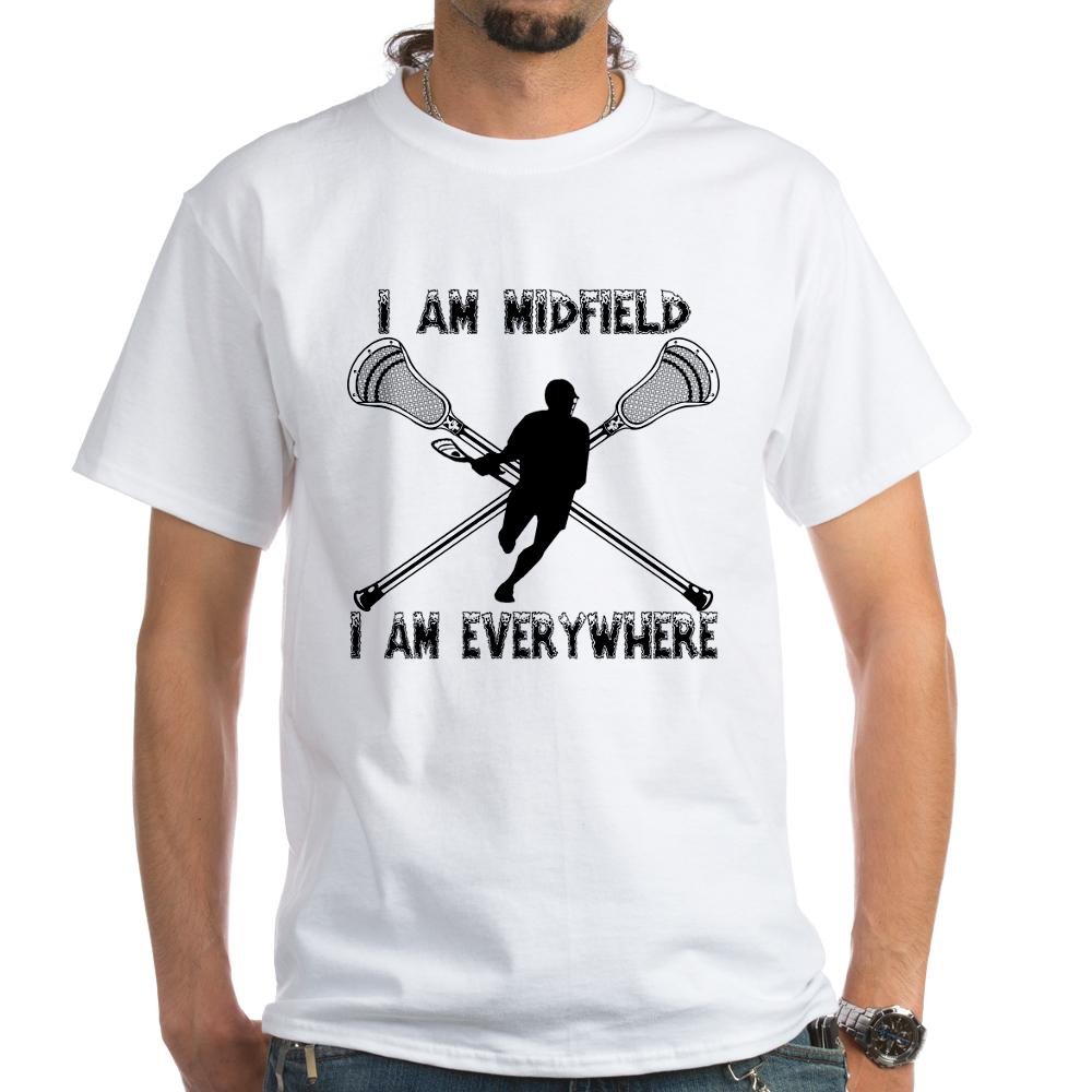Lacrosse Middie White Cotton T-Shirt for Men & Women | Soft Breathable Tee | Perfect for Practice, Games & Fan Apparel