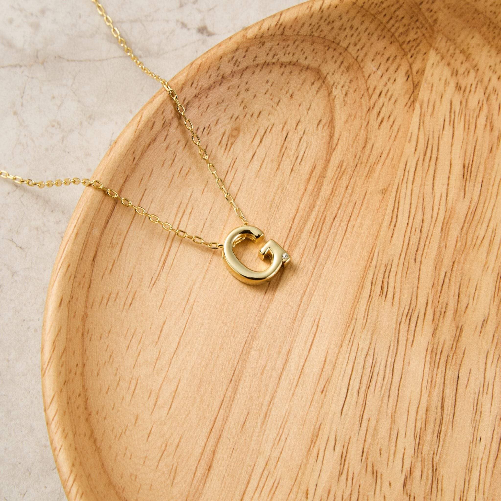Gold Plated Initial Necklace A-Z with Zircondia® Crystals - Perfect Gift for Her