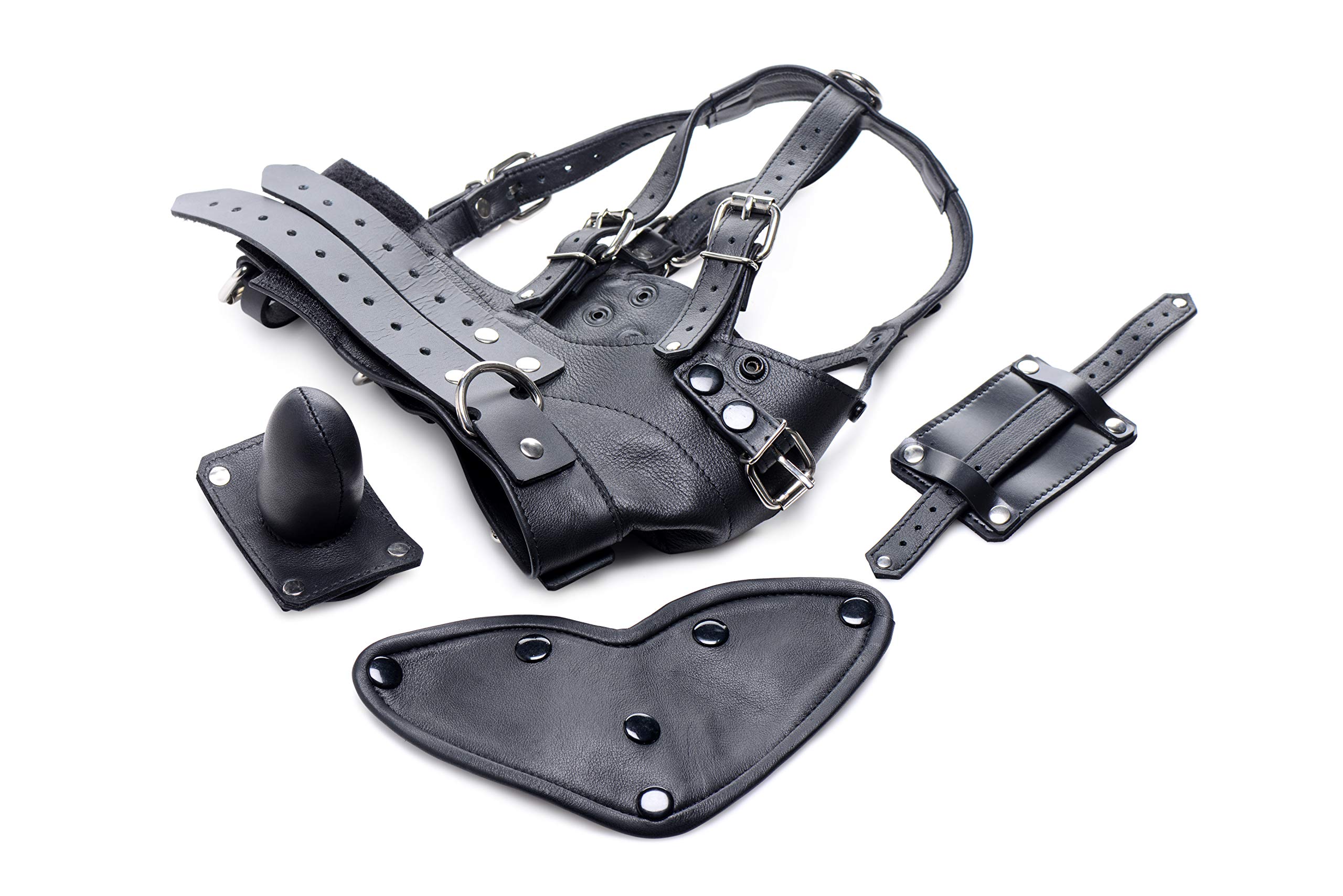 Premium Leather Head Harness with Detachable Gag - BDSM Restraint Gear for Adults, Bondage Accessories for Role Play & Sensory Play