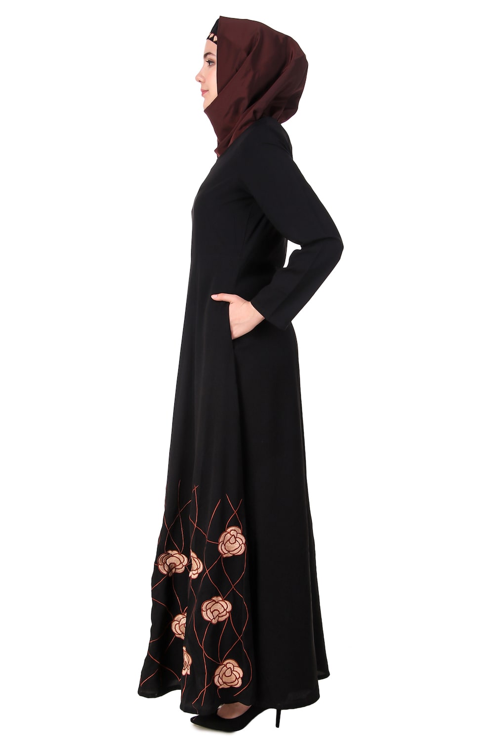 Elegant Heavy Floral Embroidered Anarkali Abaya Dress for Women - Perfect for Eid, Weddings & Special Occasions