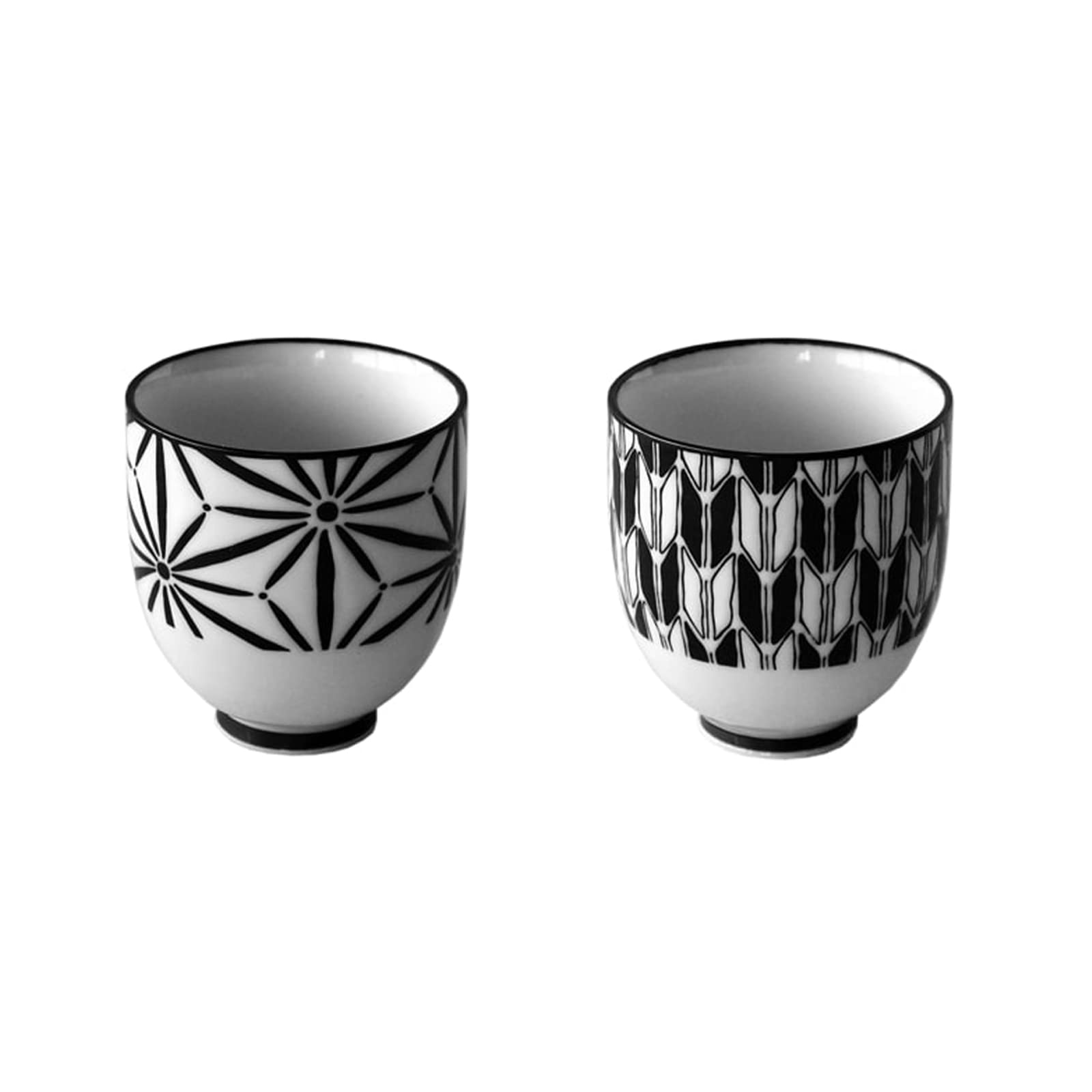 Japanese Komon Ceramic Tea Cups Set - Hand-Painted Porcelain Cups, Dishwasher Safe for Hot & Cold Drinks, Set of 2 (Asanoha-Yagasuri) - Perfect for Matcha, Coffee, Tea Ceremonies & Home Decor