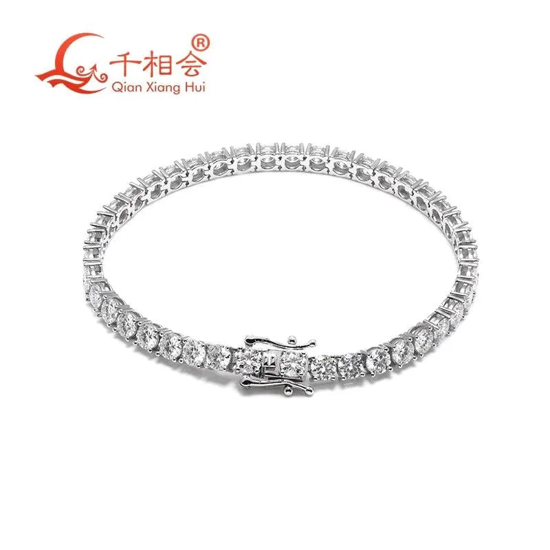 10K White Gold 3mm 4mm 5mm Luxury Tennis Bracelet with D VVS White Round Real Moissanite - Elegant Jewelry for Women, Perfect Gift for Wedding, Anniversary & Party - Ideal for Evening Events, Date Night & Special Occasions