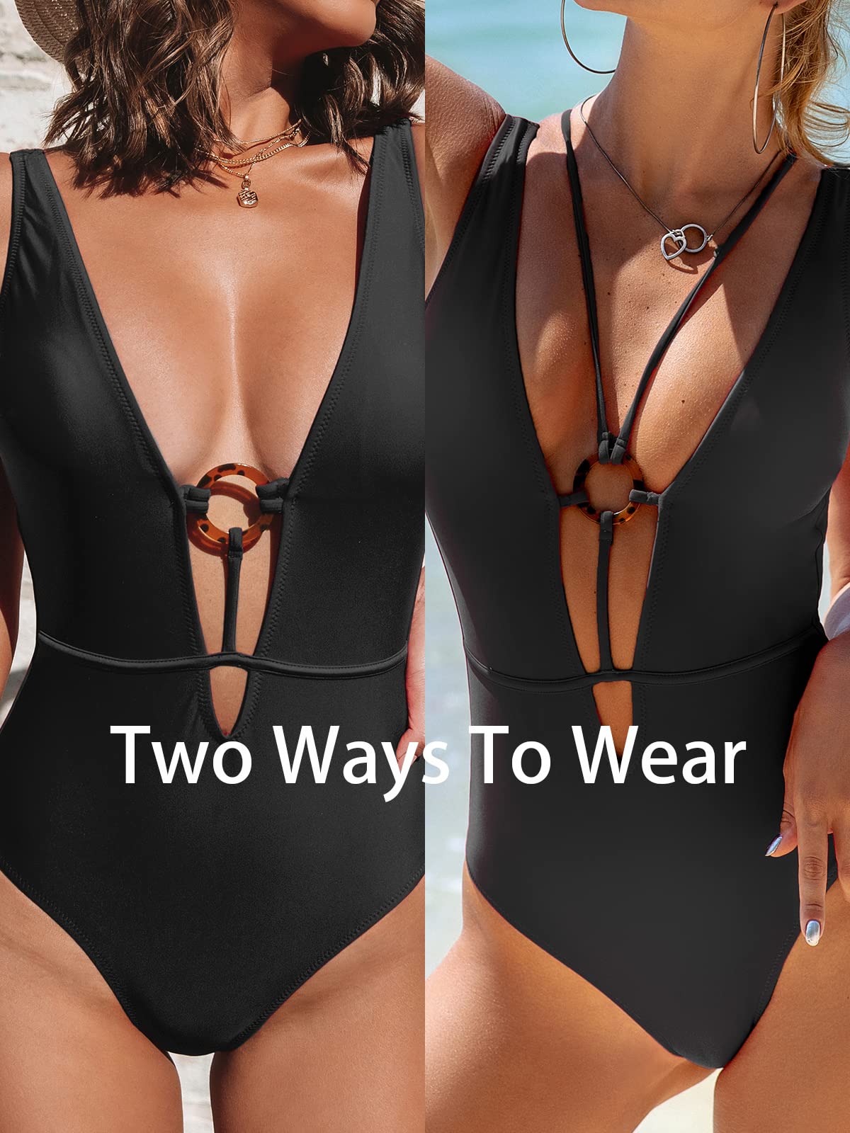 CUPSHE Women's Red Strappy Lace-Up Monokini Swimsuit with O-Ring Detail - Sexy One Piece Bathing Suit for Beach, Pool Party & Summer Vacation