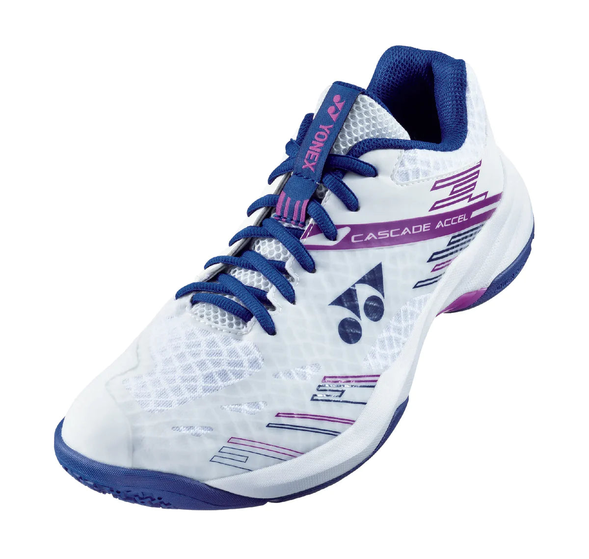 Yonex PC Cascade Accel (Wide) White/Purple Badminton Shoes 2024 - Lightweight Court Shoes for Women & Men - Perfect for Indoor Badminton, Tennis & Squash Games