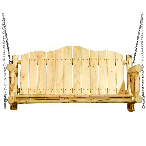 Montana Woodworks Log Porch Swing - Handcrafted Cedar Wood Outdoor Swing for Garden, Patio, Backyard - Perfect for Relaxing, Reading & Enjoying Nature
