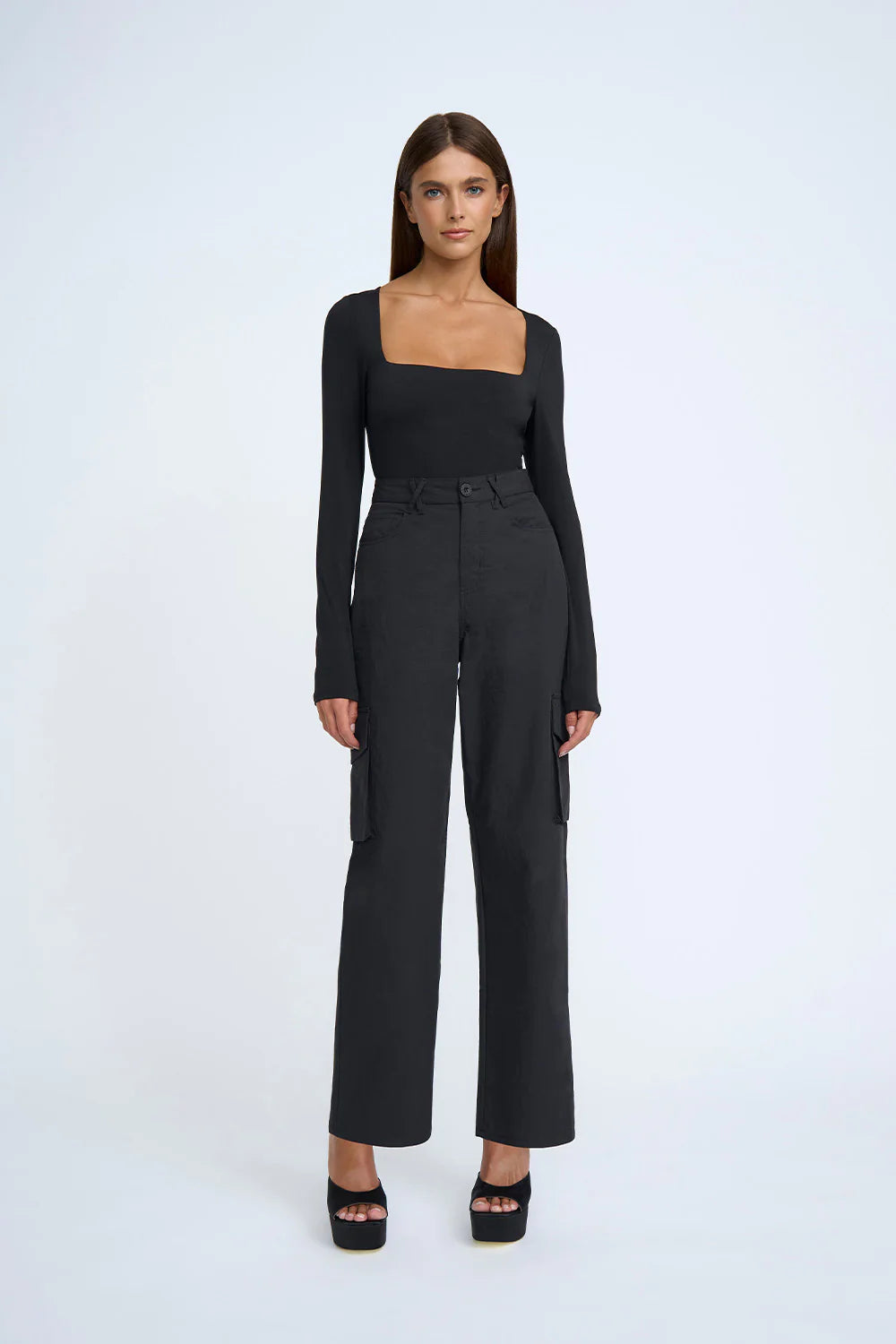 FEMME Wide Leg Cargo Pants for Women - Black | Stylish & Comfortable Casual Pants for Everyday Wear, Outdoor Adventures & Street Fashion