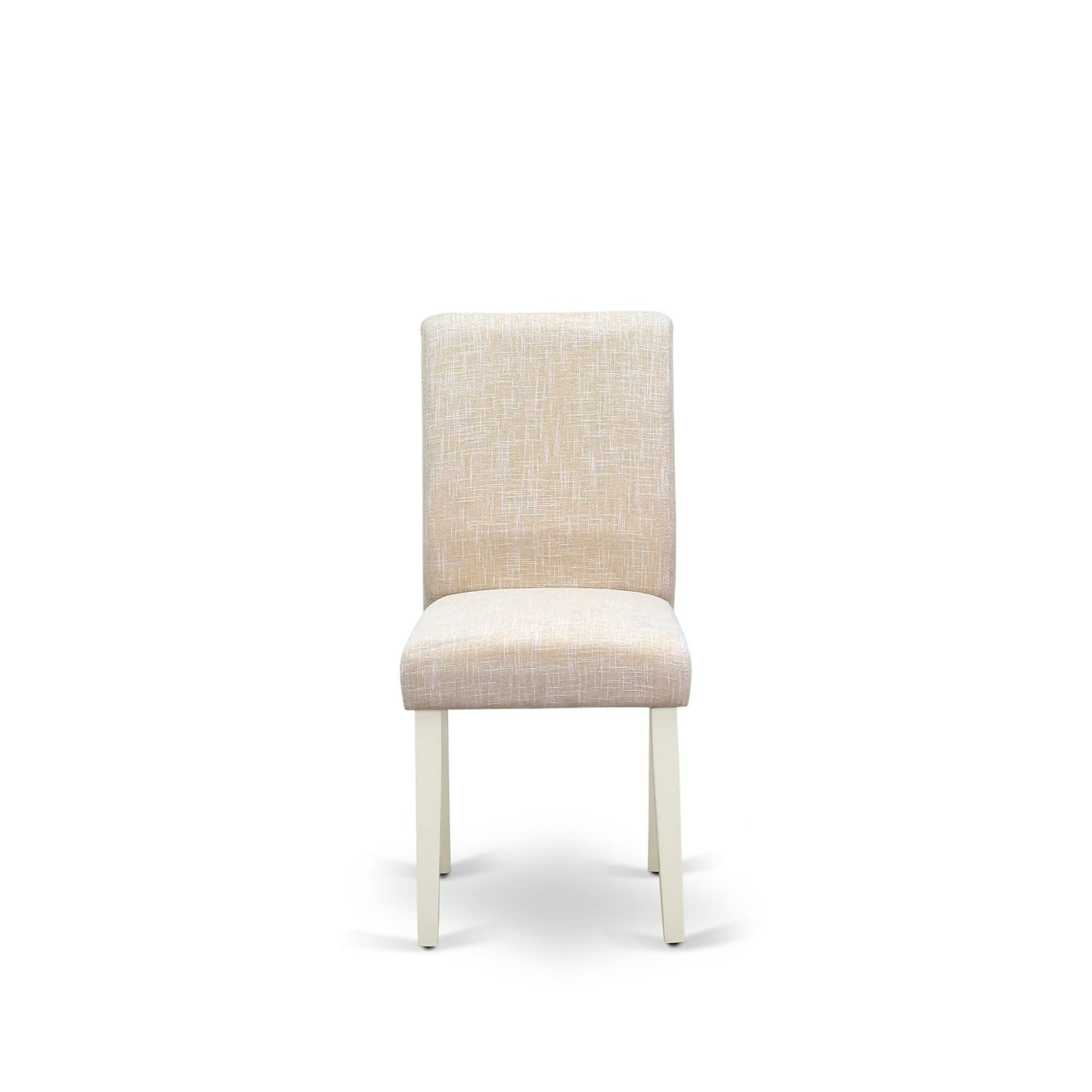 East West Furniture BOAB3-LWH-02 3-Piece Round Kitchen Table Set with 2 Upholstered Chairs for Small Spaces - 42x42 Inch, Light Beige Linen Fabric, White Finish - Perfect for Apartments, Breakfast Nooks & Cozy Dining Areas