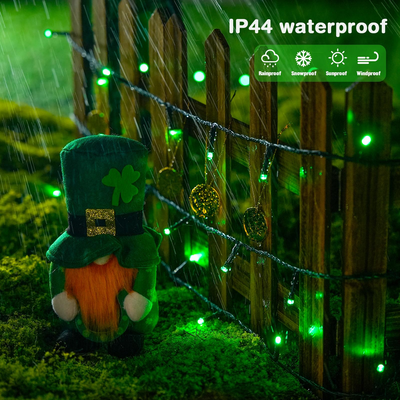 JMEXSUSS 250 LED Green String Lights - 91.5ft Waterproof Outdoor Fairy Lights for St. Patrick's Day, Christmas, Halloween & Party Decorations | 8 Lighting Modes, Connectable for Tree, Yard, Patio & Garden Decoration