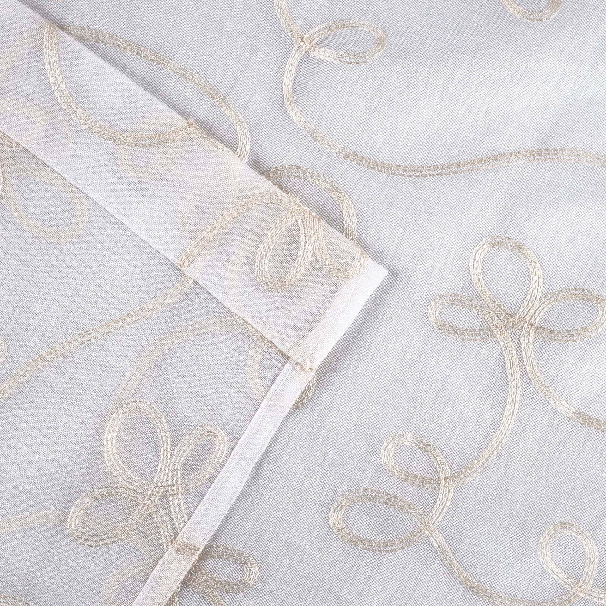Embroidered Lightweight Sheer Floral Scroll Curtain Panel Set - Elegant Window Treatment for Living Room, Bedroom & Nursery Decor