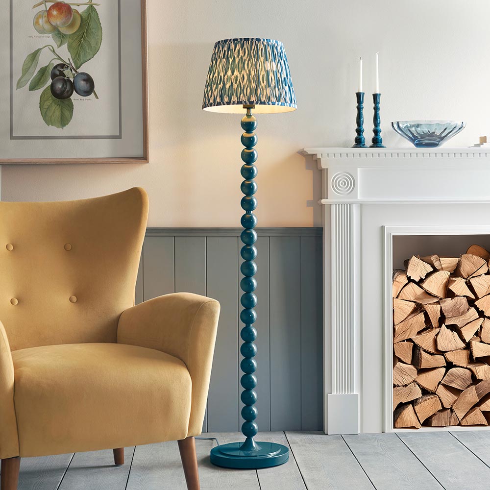 Auralis Ikat Floor Lamp with E27 Socket - Modern Handwoven Design for Living Room, Bedroom & Office Lighting