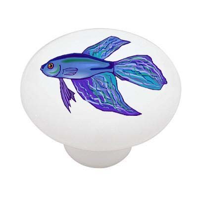 Handmade Blue Betta Fish Ceramic Drawer Knob - Unique Cabinet Pulls for Kitchen & Bathroom - Perfect for Home Decor & DIY Furniture Upgrade