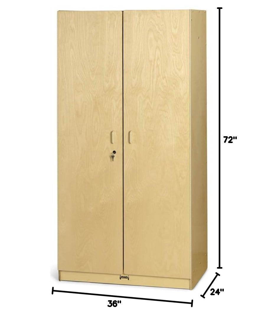 Jonti-Craft 5951JC Deluxe Wardrobe Closet for Kids - Durable Wooden Storage Cabinet with Double Doors & Adjustable Shelves - Perfect for Bedroom, Playroom, or Classroom Organization