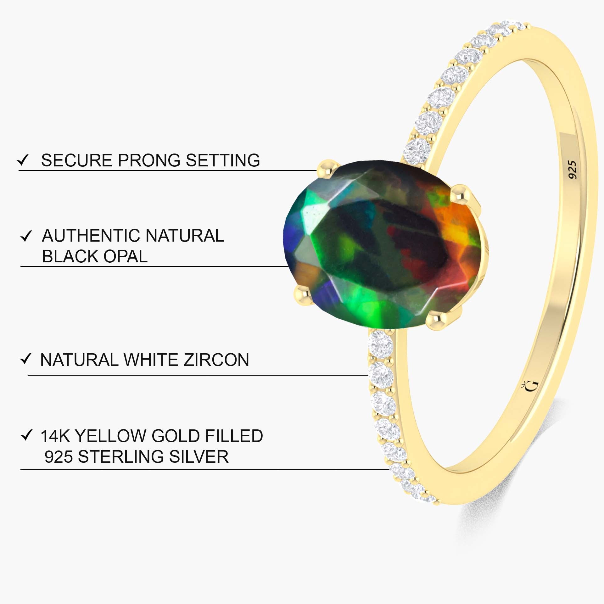 Stunning Black Oval Natural Fire Ethiopian Opal Statement Ring for Women | Elegant Jewelry Gift for Birthday, Anniversary & Special Occasions