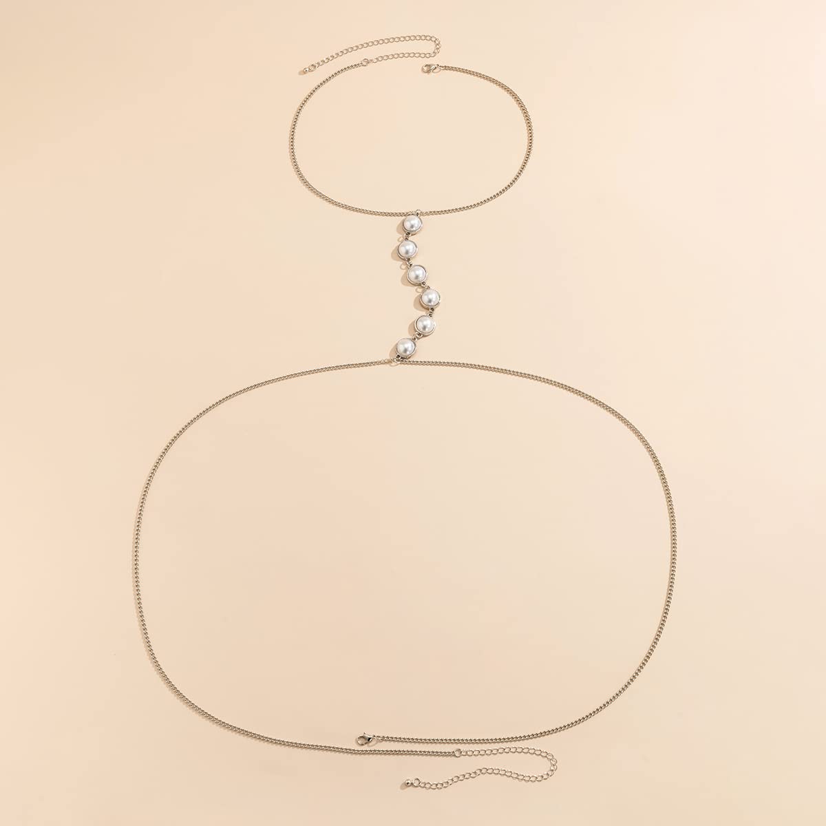 Gold Pearl Body Chain - Imitation Pearl Beaded Bikini Bra Chain for Women & Girls | Summer Beach Waist Accessories for Pool Parties & Boho Fashion