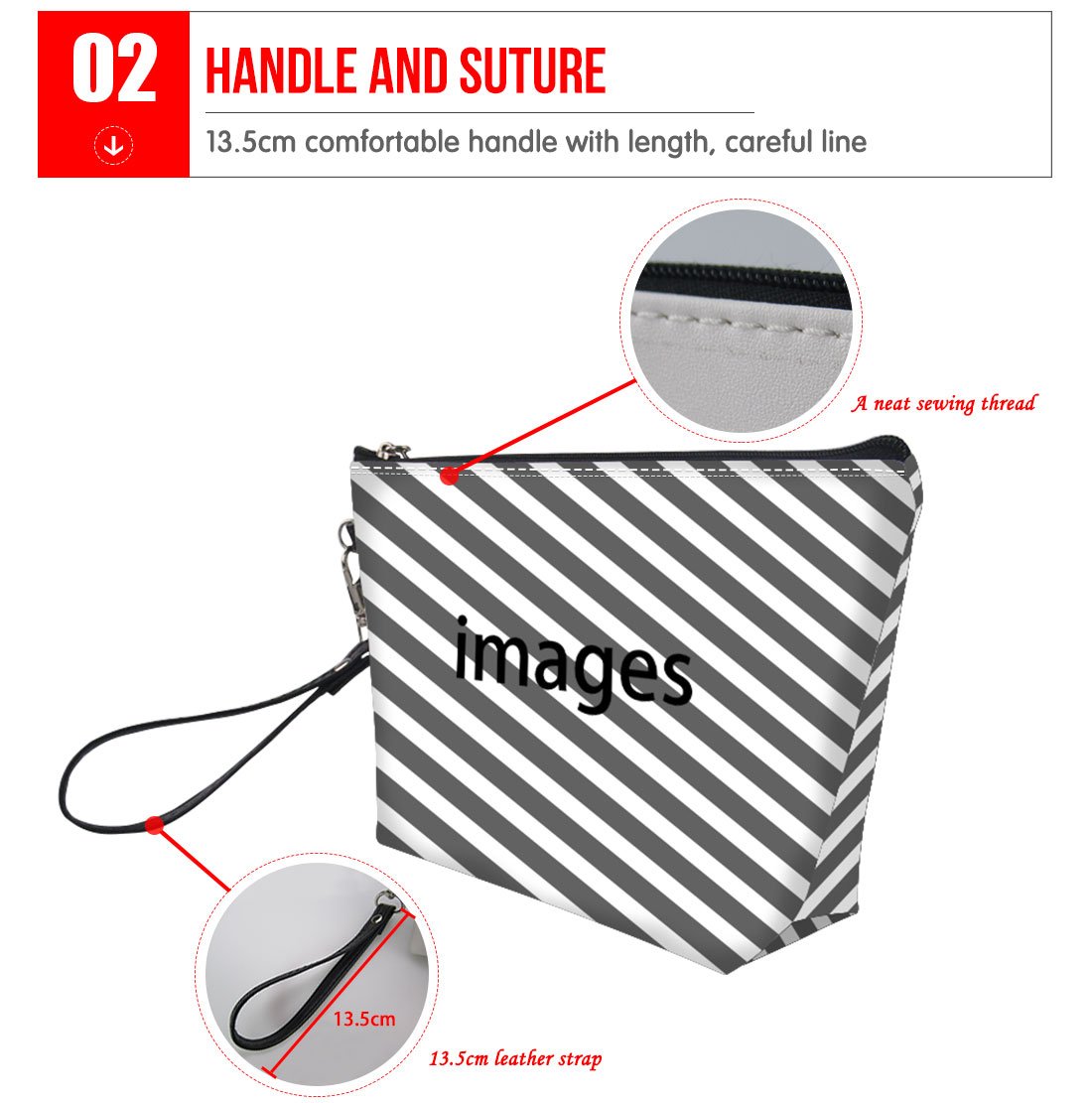 Boston Terrier Makeup Bag PU Leather Cosmetic Case with Strap - Travel & Gym Essentials